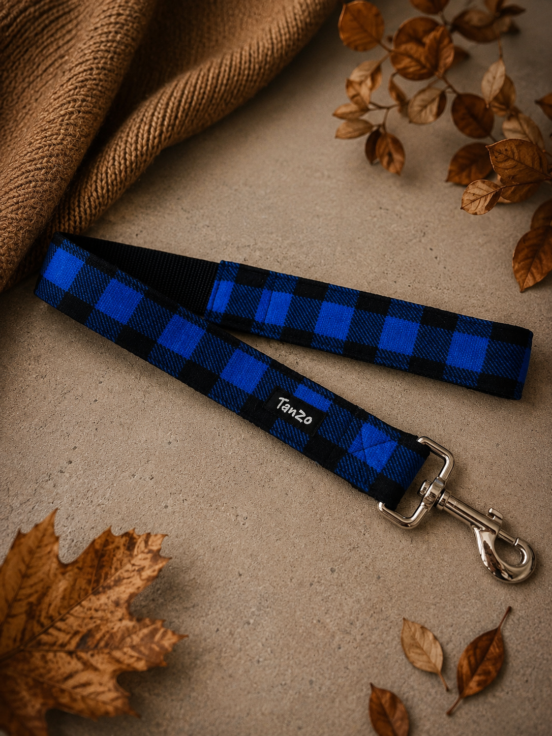 Laisse pour chien - Carreaux bleus
