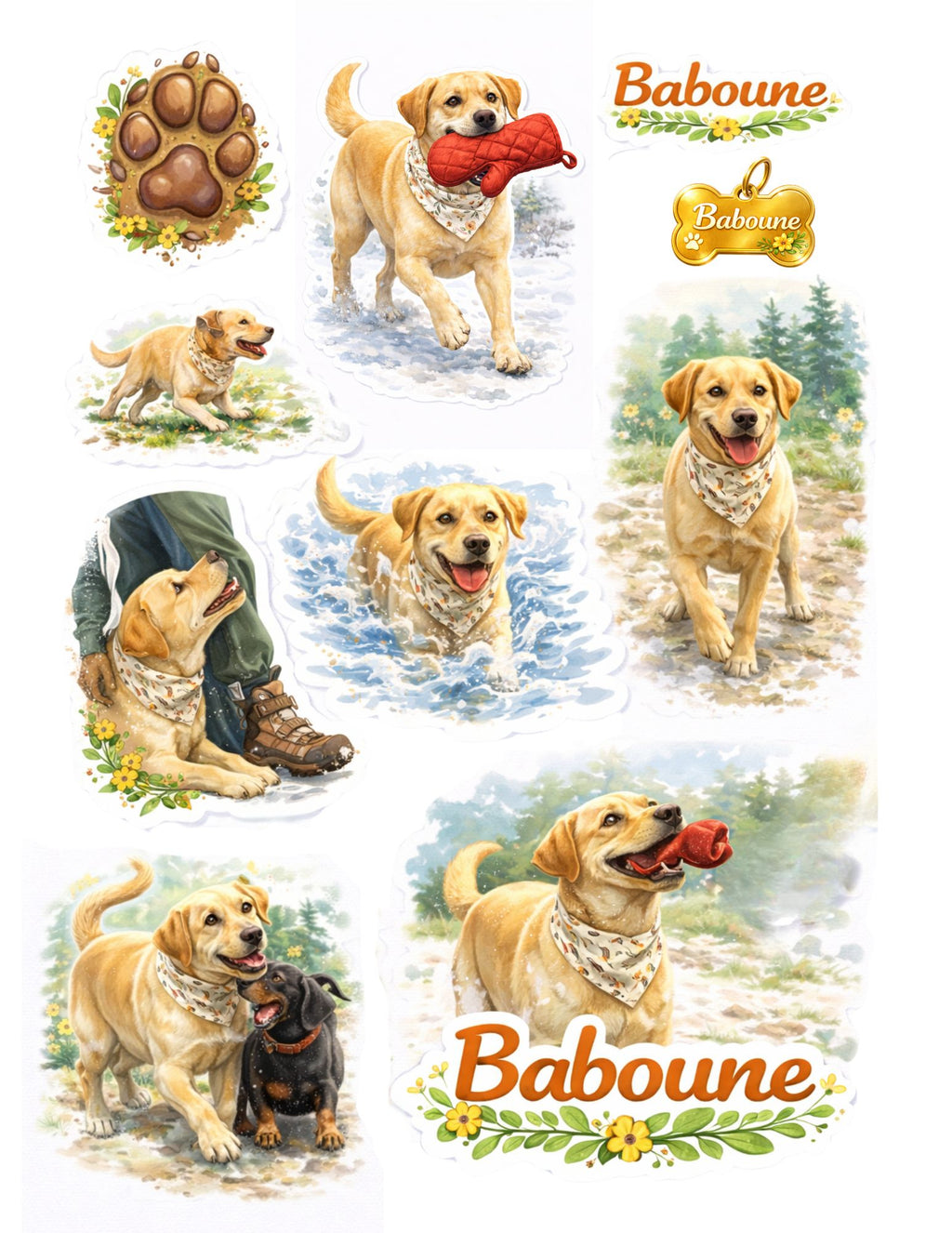 Ensemble d’autocollants personnalisés de ton chien