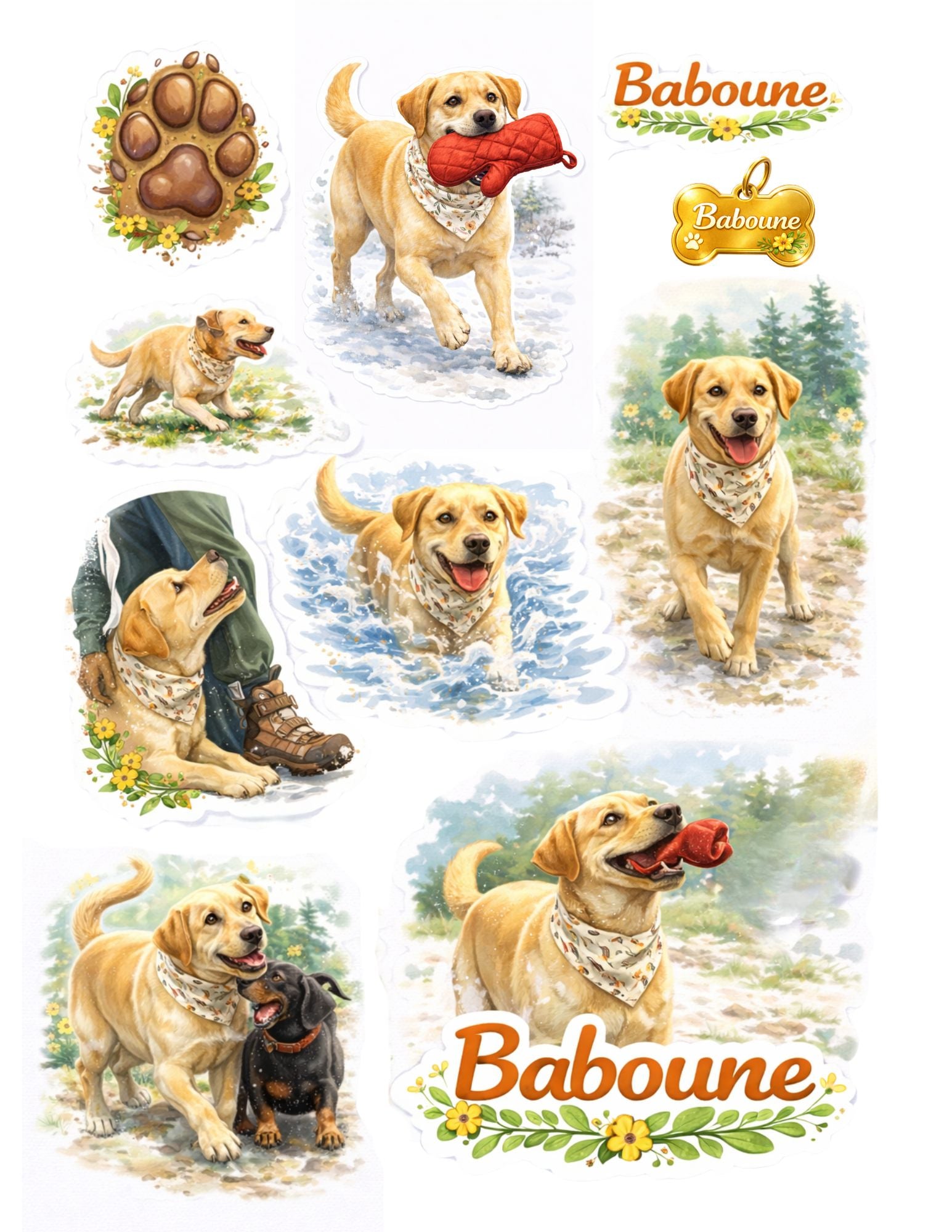 Ensemble d’autocollants personnalisés de ton chien