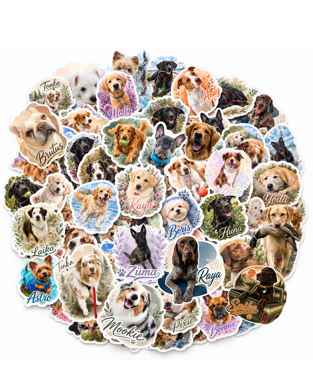 Ensemble d’autocollants personnalisés de ton chien