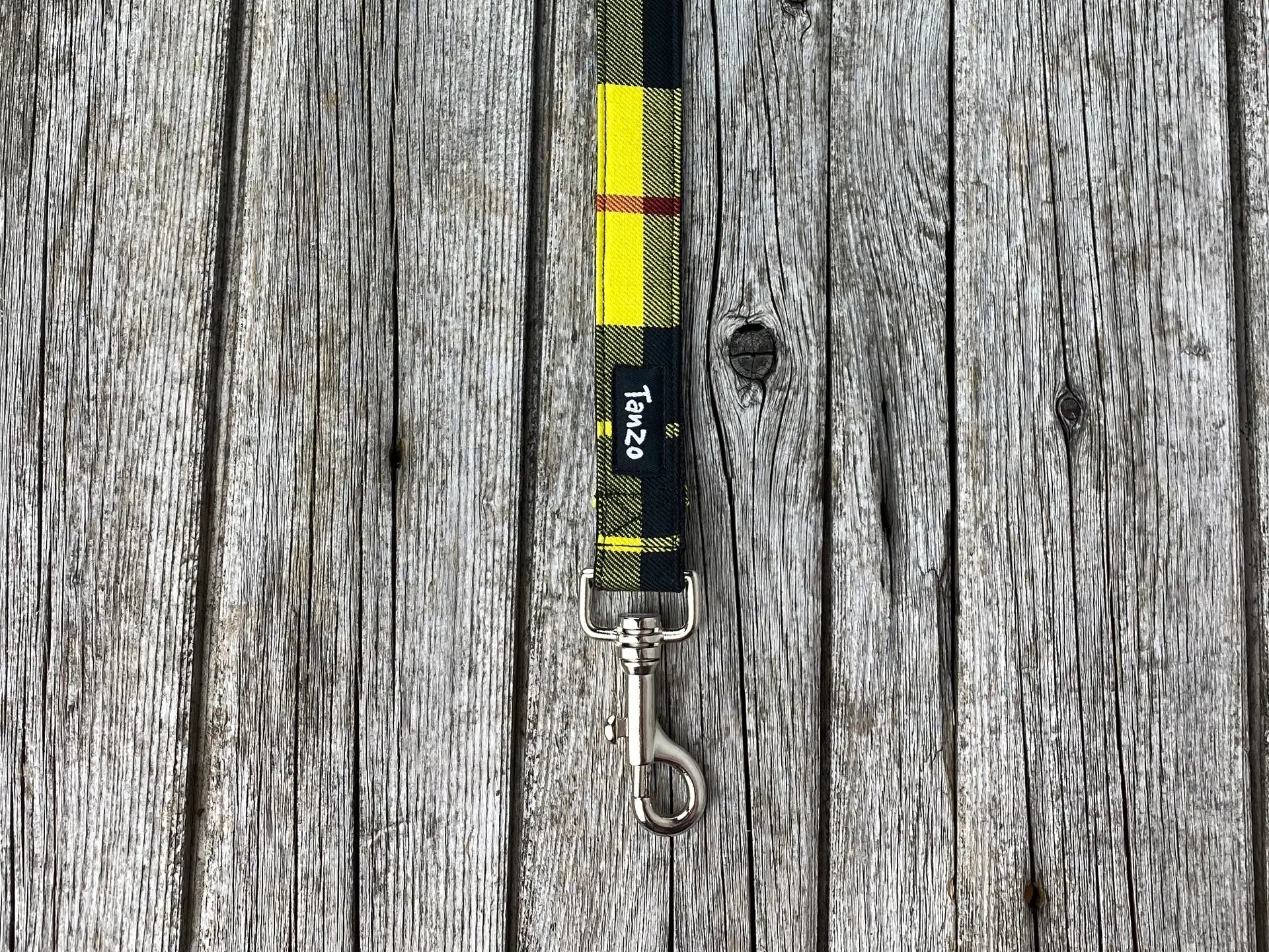 Yellow & Black Plaid Dog Leash