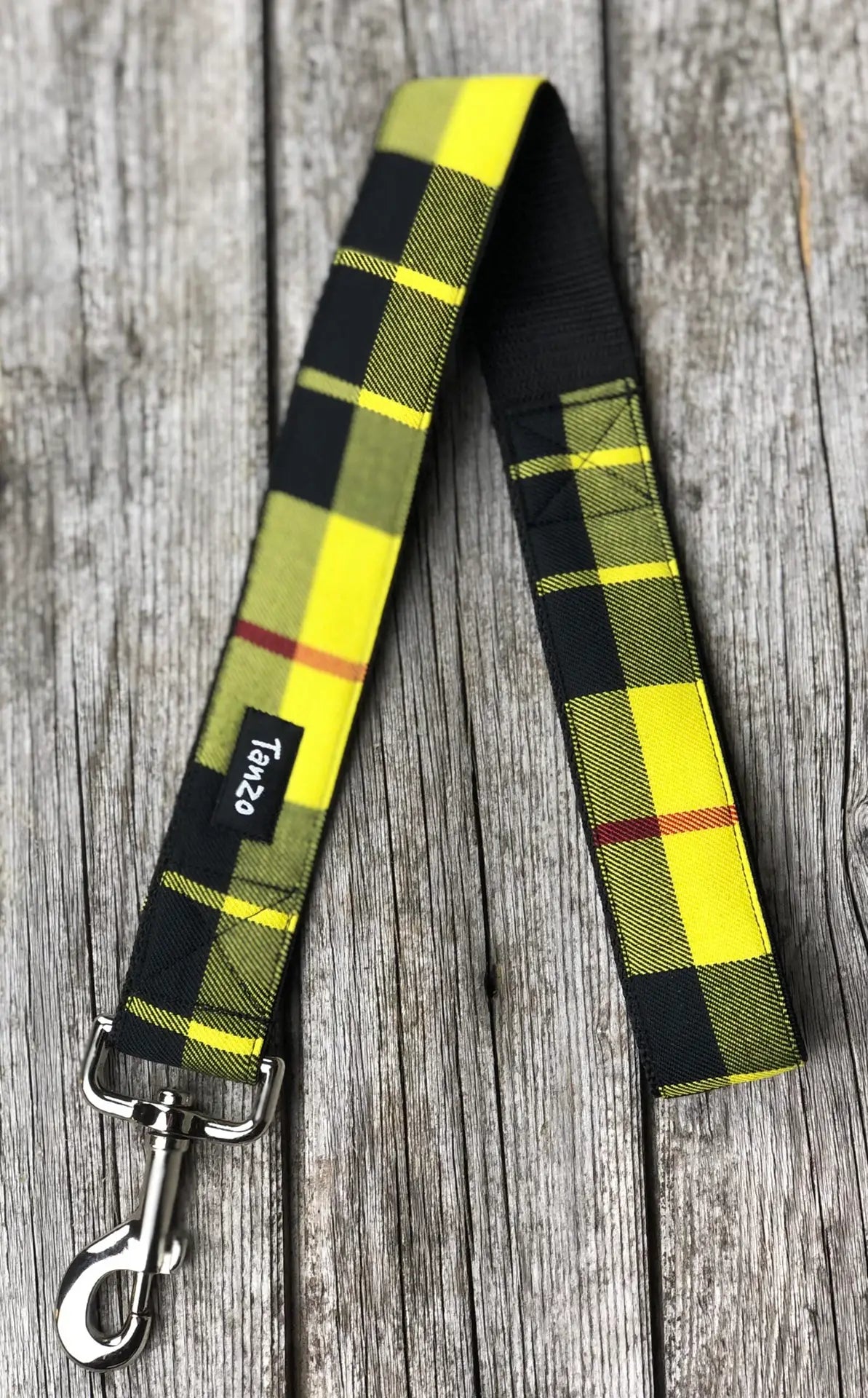 Yellow & Black Plaid Dog Leash