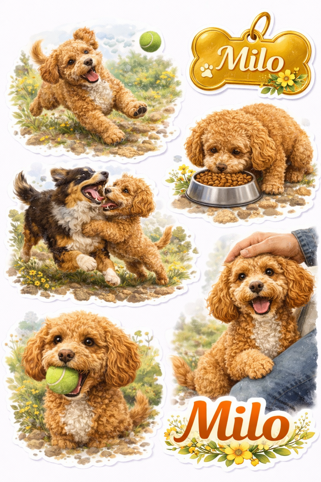 Ensemble d’autocollants personnalisés de ton chien