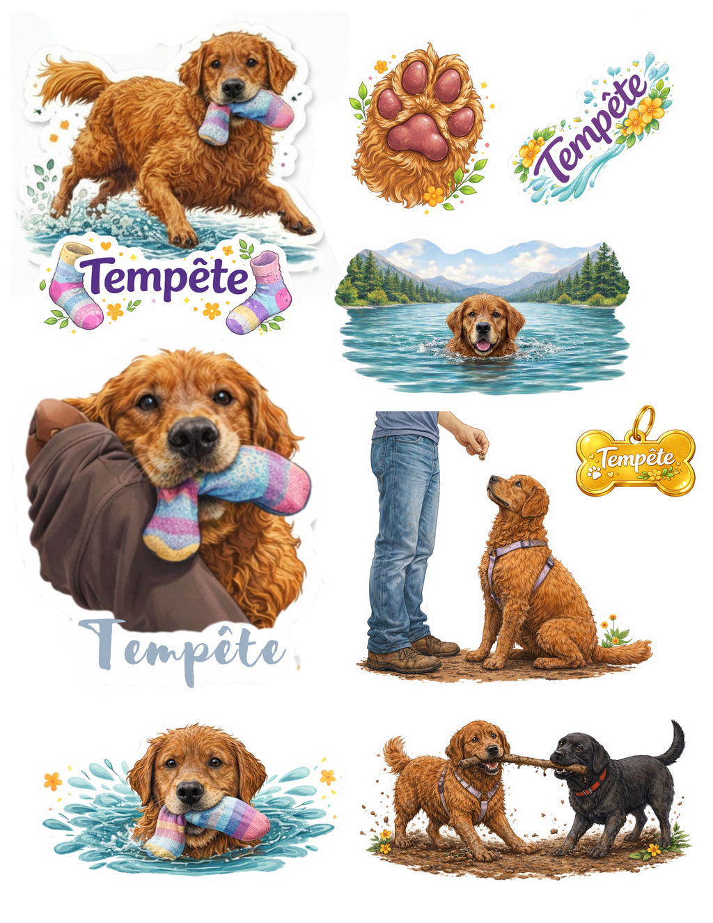 Ensemble d’autocollants personnalisés de ton chien