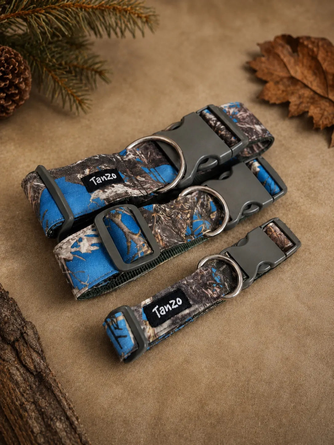Collier pour chien à clip fait au Québec | Chasse - Camouflage Bleu
