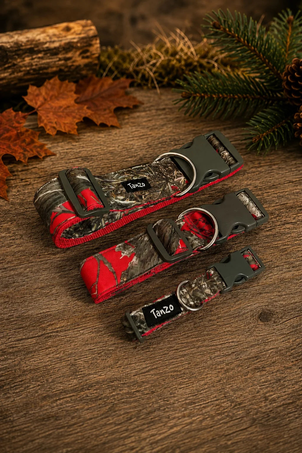 Collier pour chien à clip fait au Québec | Chasse - Camouflage Rouge