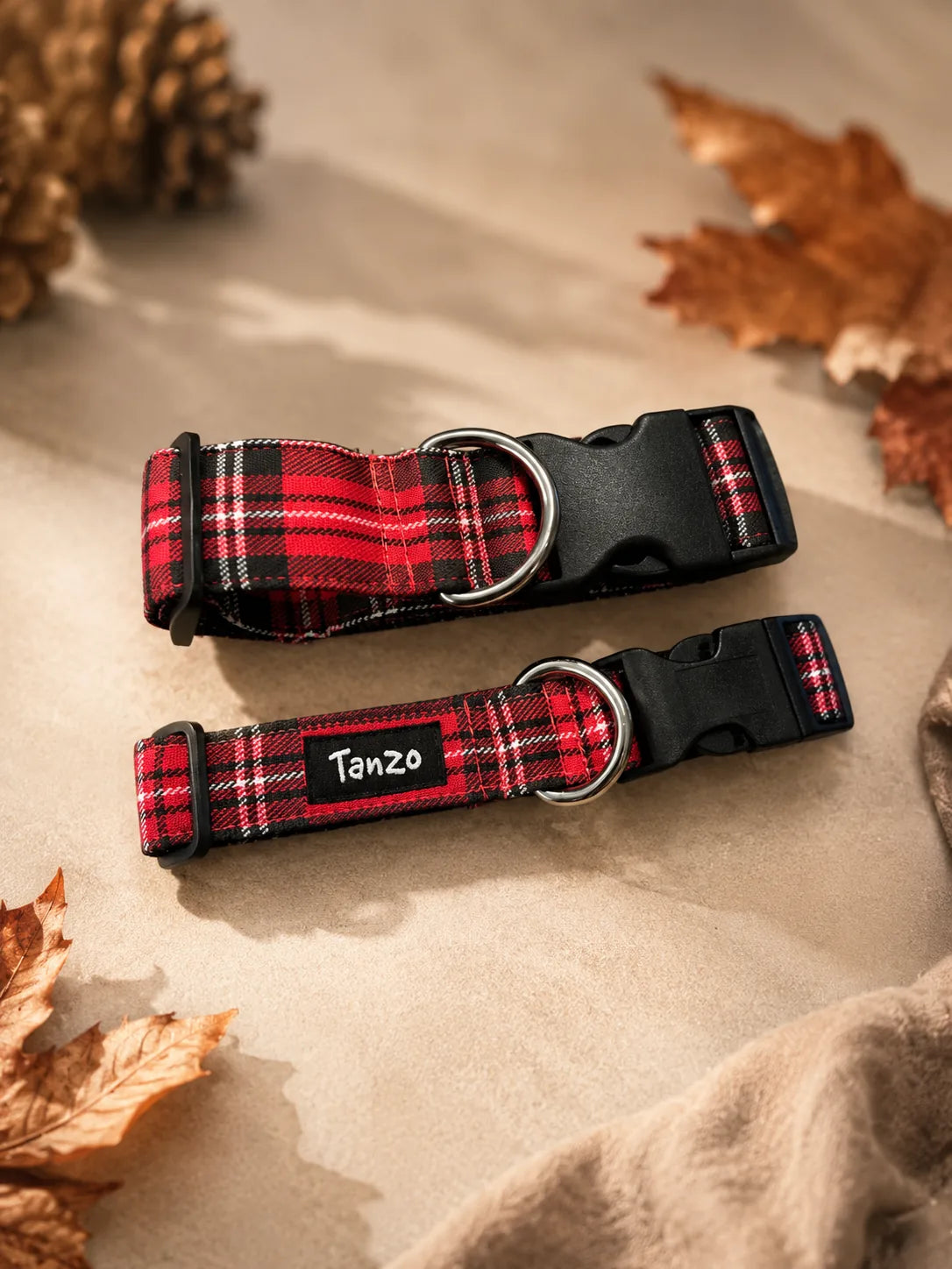 Collier pour chien à clip fait au Québec | Carreaux Rouge et Noir