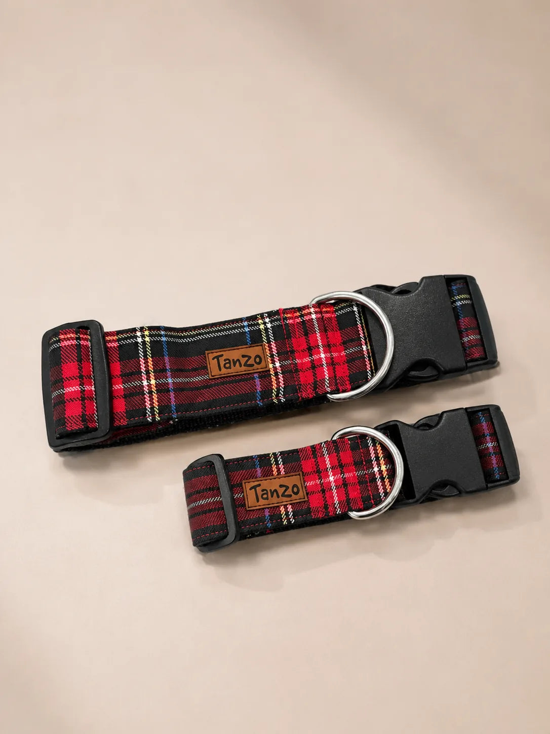 Red & Green Tartan Plaid Dog Collar | Handmade in Canada