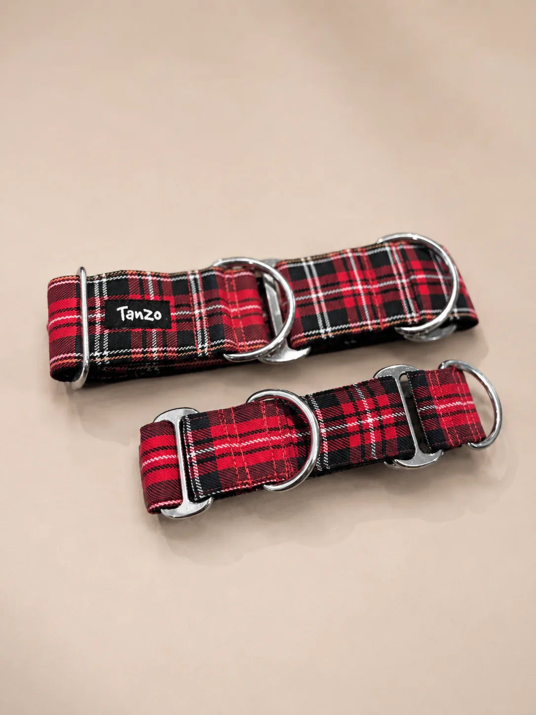 Collier martingale pour chien fait au Québec | Carreaux Rouge et Noir