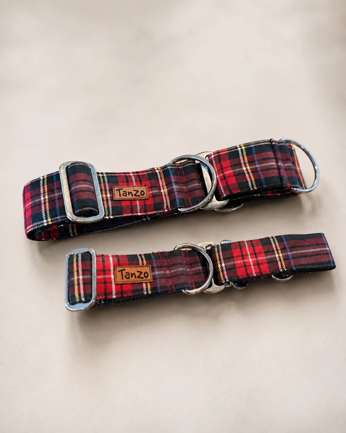 Collier martingale pour chien fait au Québec | Carreaux Tartan Rouge et Vert