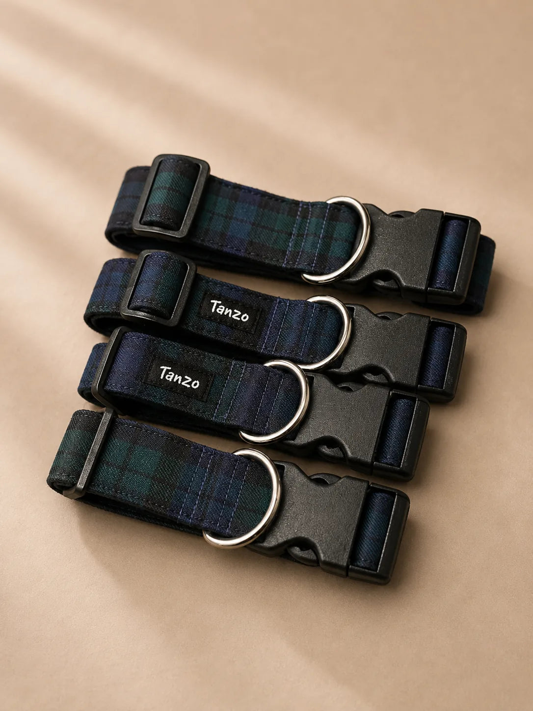 Collier pour chien à clip fait au Québec | Carreaux Bleu et Vert