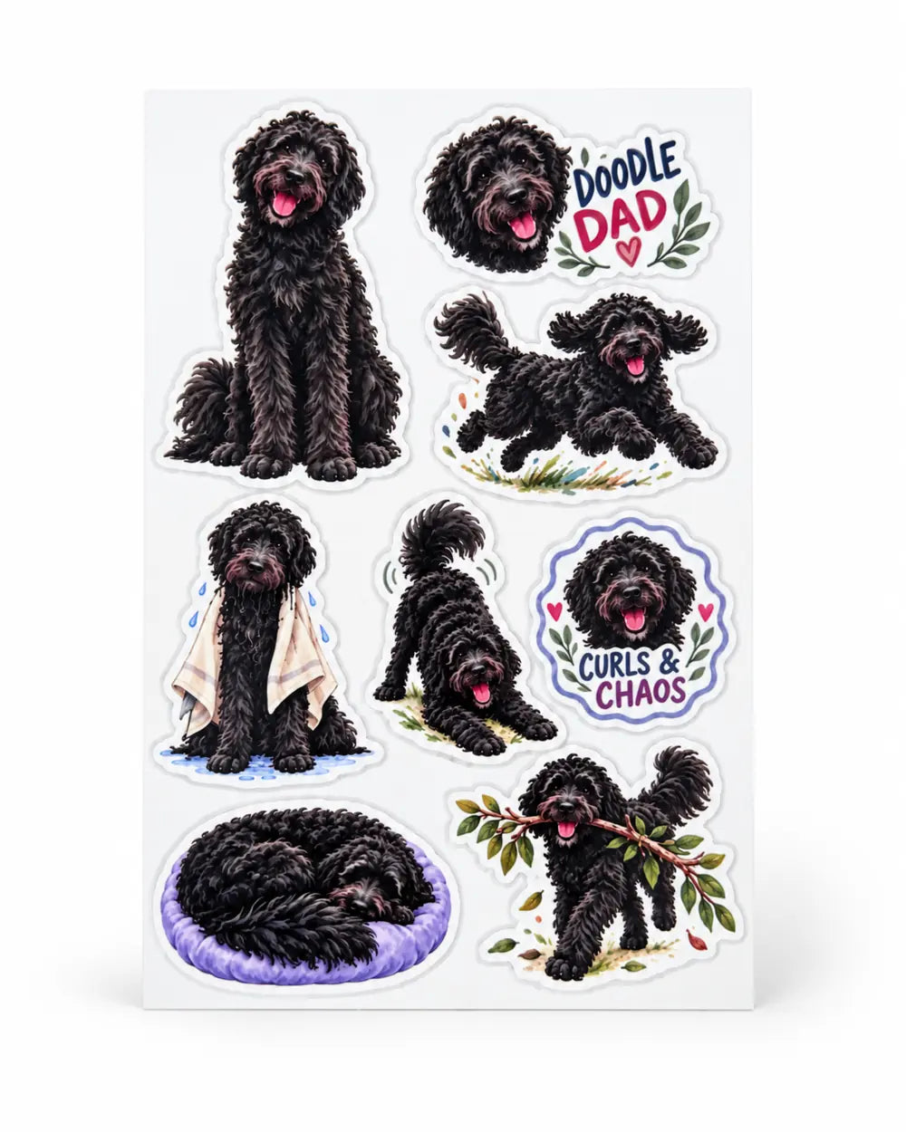 Autocollants Goldendoodle Noir | Dog Mom & Dog Dad | Faits au Québec