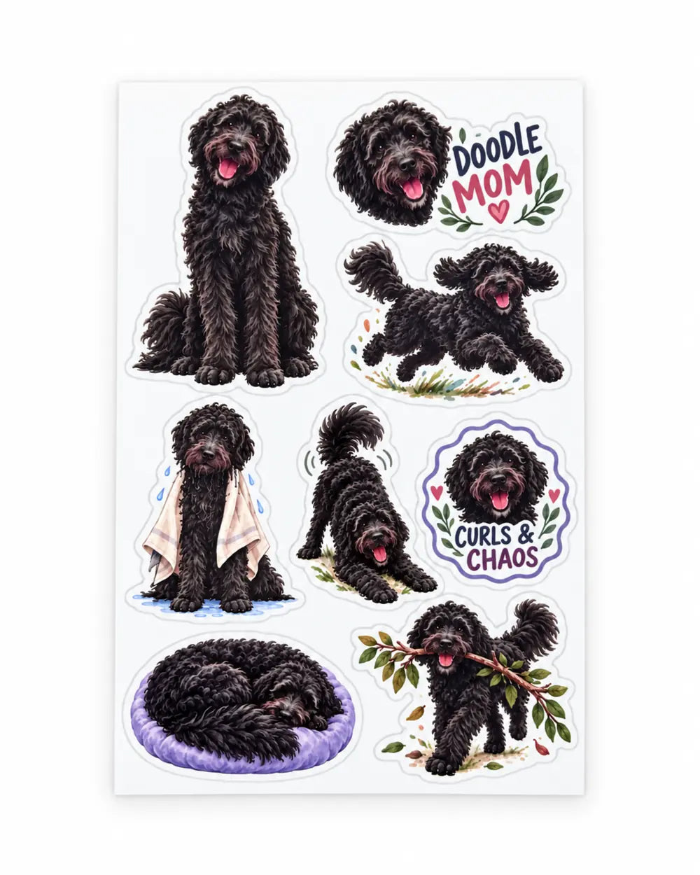 Autocollants Goldendoodle Noir | Dog Mom & Dog Dad | Faits au Québec
