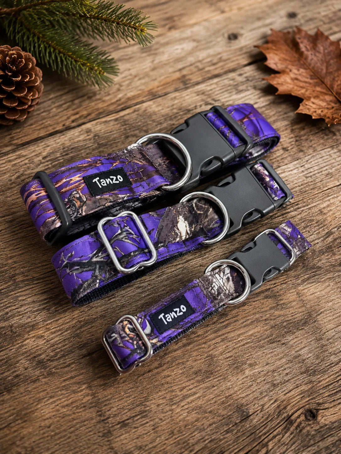 Collier pour chien à clip fait au Québec | Chasse - Camouflage Mauve