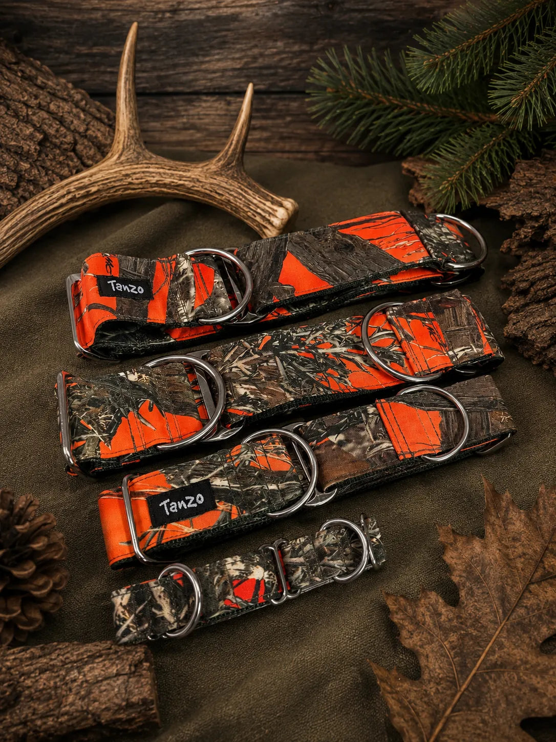 Collier martingale pour chien fait au Québec | Chasse - Camouflage Orange