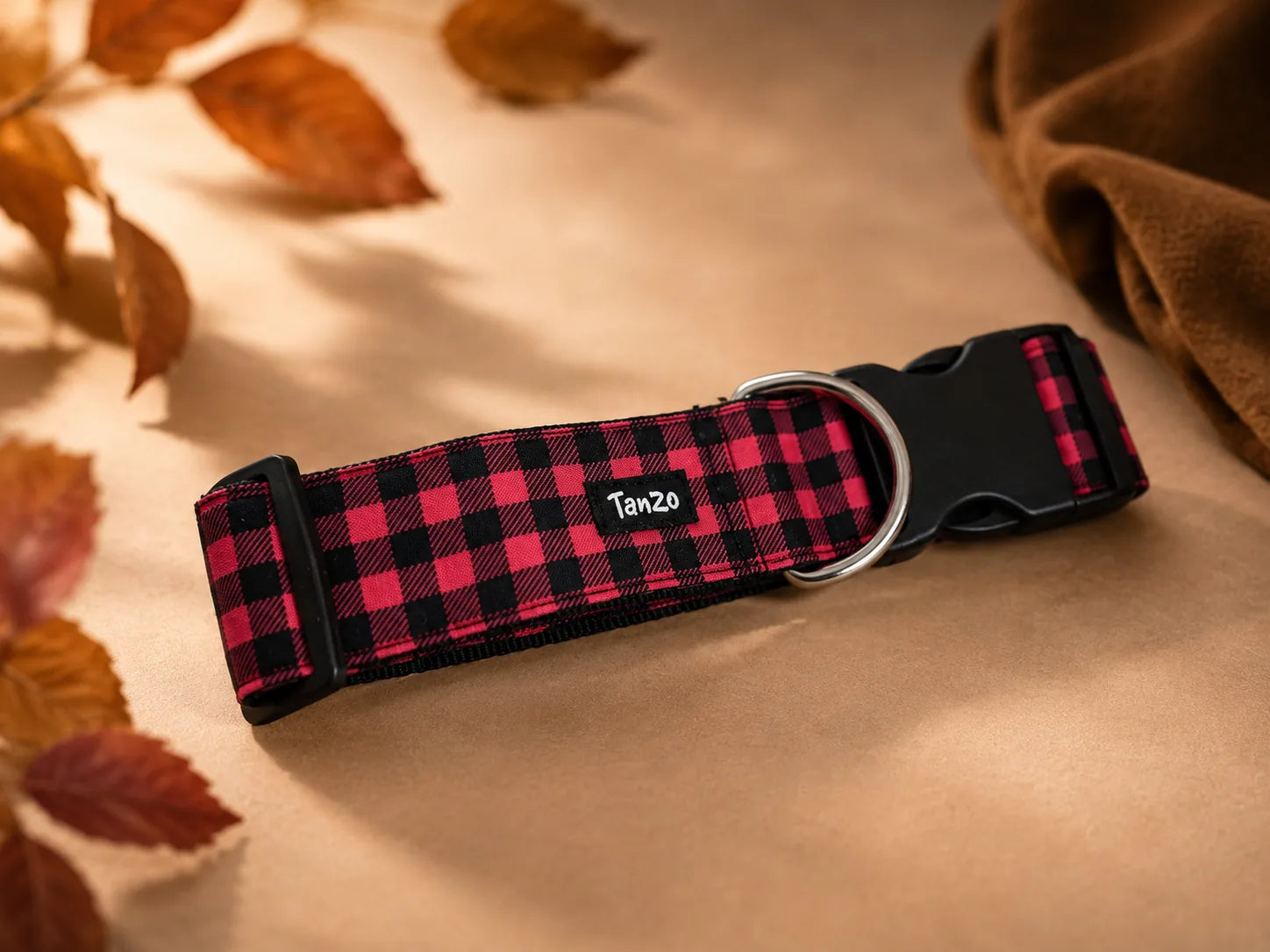 Buffalo Red & Black Plaid Dog Collar | Handmade in Canada