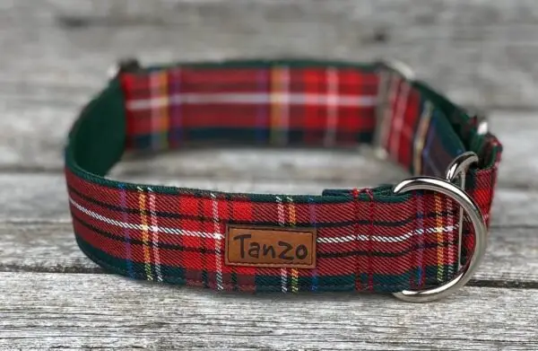 Collier, carreaux vert forêt et rouge – Image 4