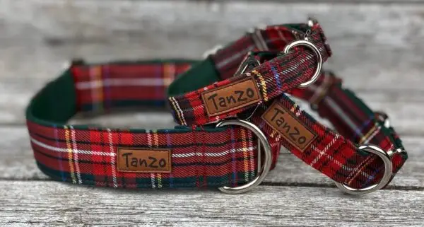 Collier, carreaux vert forêt et rouge – Image 5