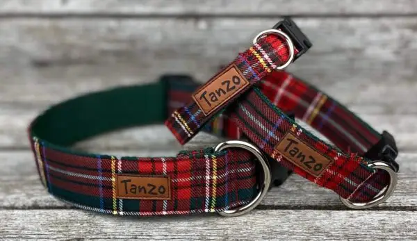 Collier, carreaux vert forêt et rouge – Image 2