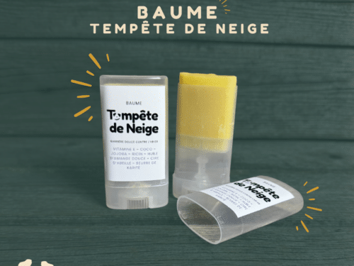 Baume Tempête de Neige – Soin naturel pour protéger et hydrater les coussinets des chiens en hiver. Formule québécoise avec cire d'abeille, huiles végétales et vitamine E. Format pratique en stick.