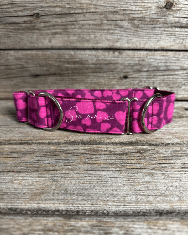 Collier Martingale pour chien, personnalisable pour la St-Valentin