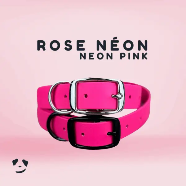 Collier pour chien en biothane robuste rose néon