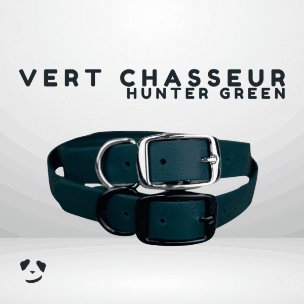 Collier pour chien en biothane robuste vert chasseur