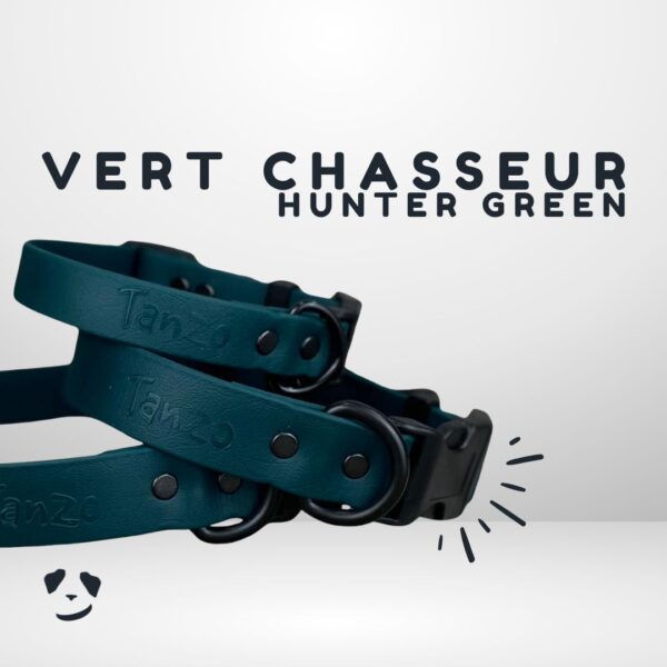 Collier pour chien en Biothane vert chasseur, durable, imperméable et fabriqué au Québec
Hunter green Biothane dog collar – waterproof, durable, and handmade in Canada