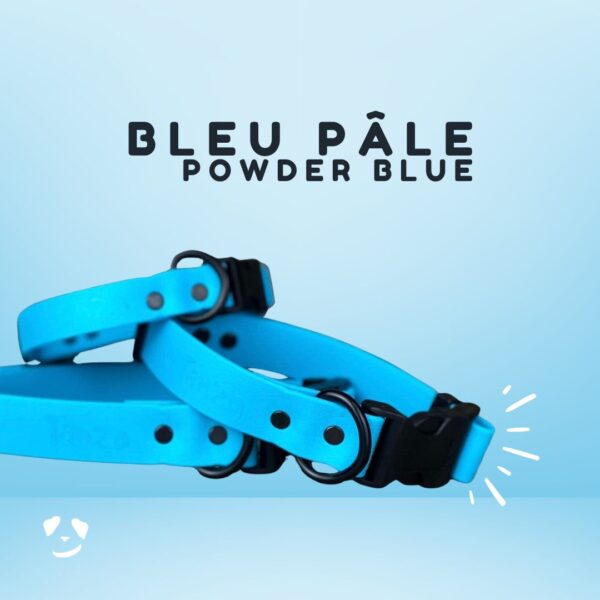Collier pour chien en Biothane bleu pâle, durable et imperméable – idéal pour les chiens actifs
Light blue Biothane dog collar, waterproof and durable – perfect for active dogs