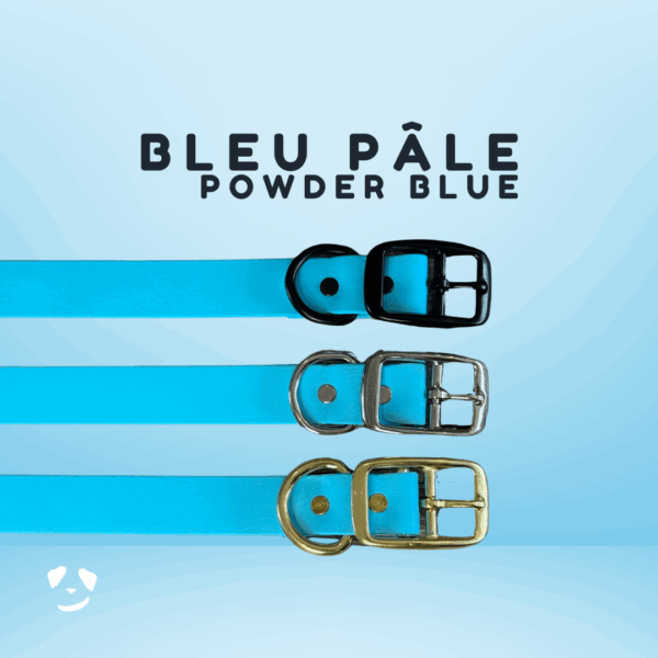 Collier pour chien en biothane robuste bleu pâle