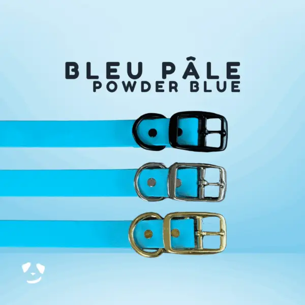 Collier pour chien en biothane robuste bleu pâle