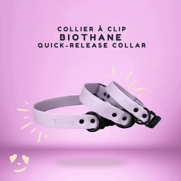 Collier pour chien en biothane, à clip, attache rapide